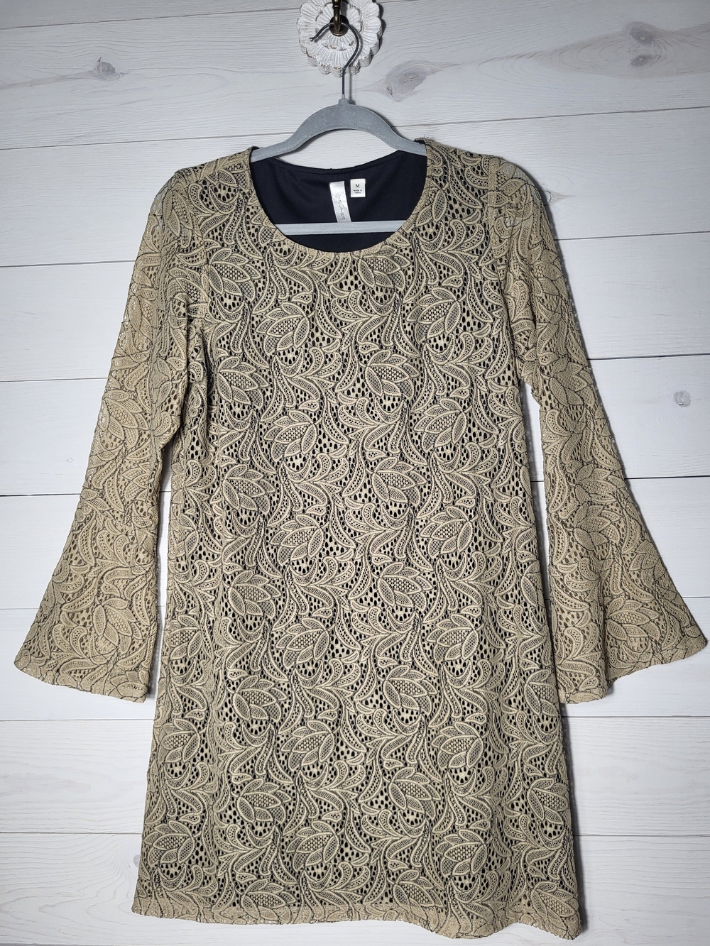 Tacera Dress Floral Lace Bell Sleeves Retro Hippie BOHO Festival Western.